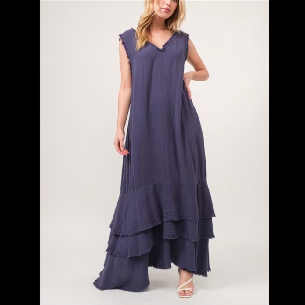 NWT And The Why Gauze Tiered Maxi Dress